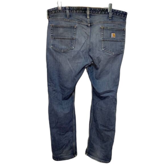 Carhartt Medium Wash Distressed Ripped Relaxed Fit Straight Leg Jeans 38 X 30 - Picture 5 of 14